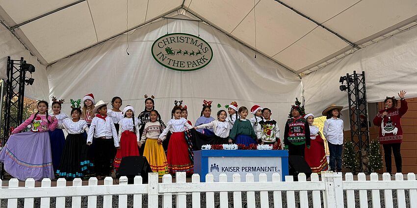 Folklorico students performing at Christmas in the Park