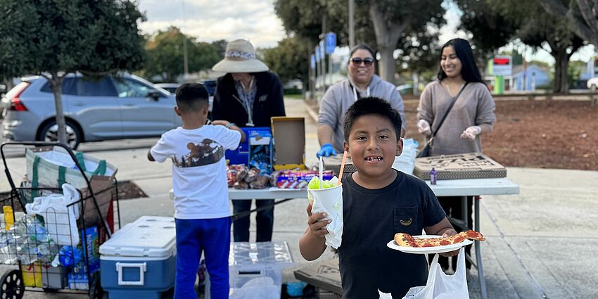 student supports fundraiser