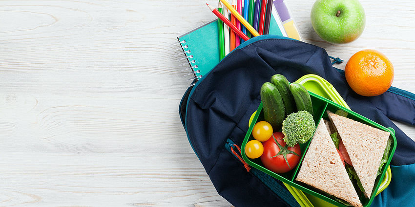 Backpack with school supplies and lunch