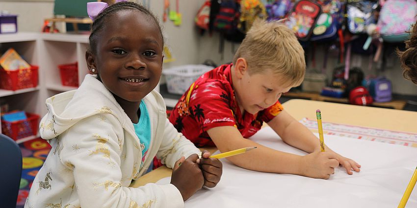 two students at school desk