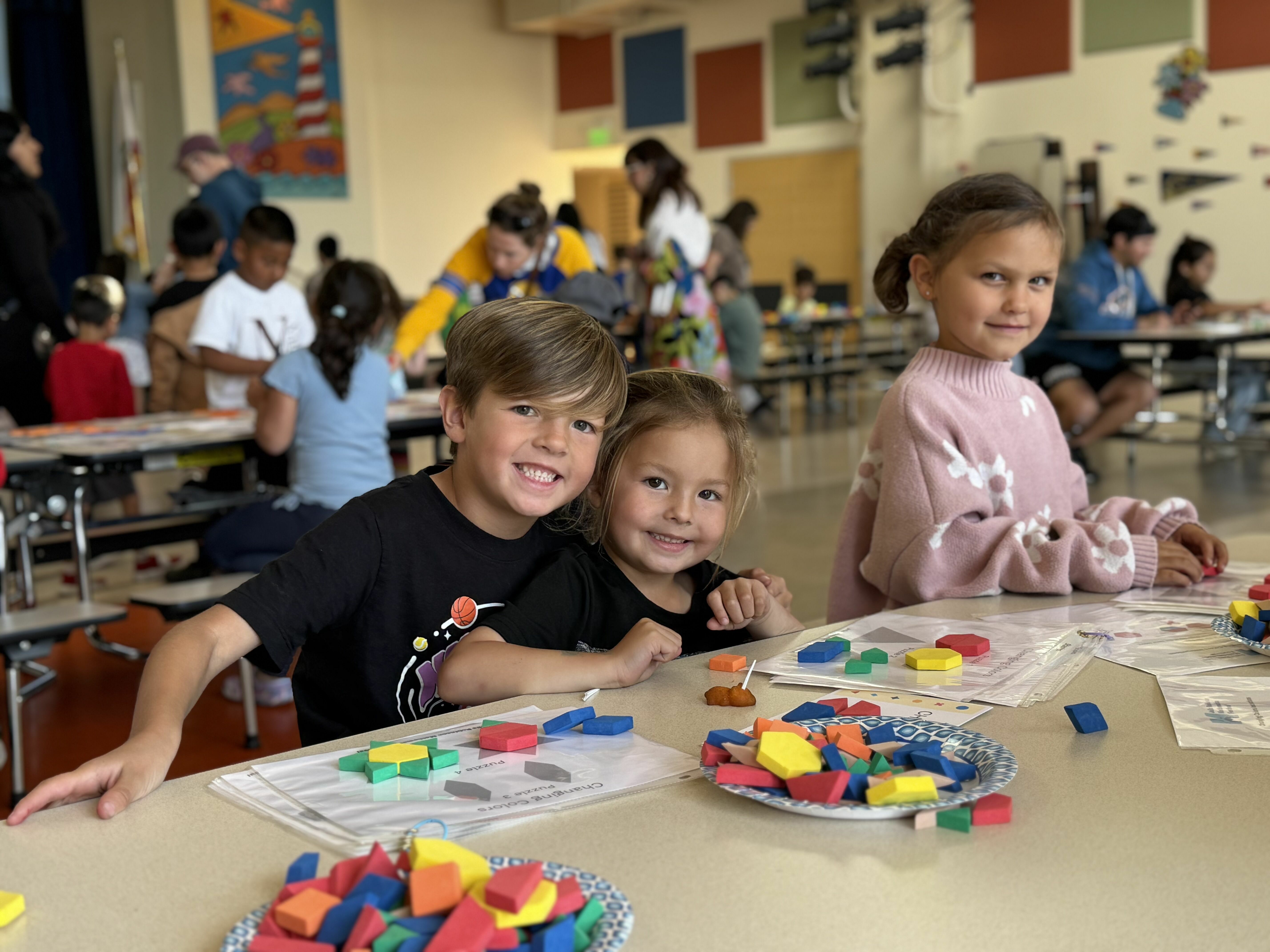 students participating on math games