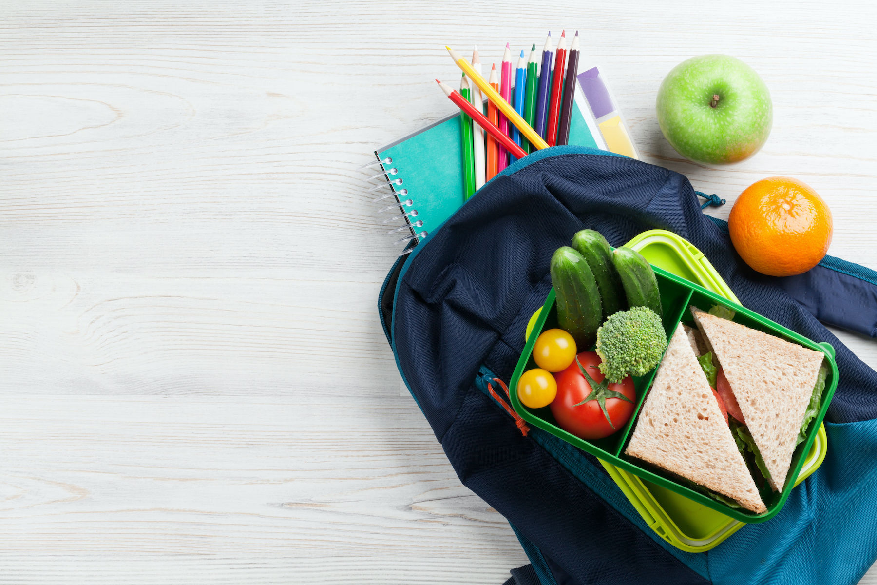Backpack with school supplies and lunch