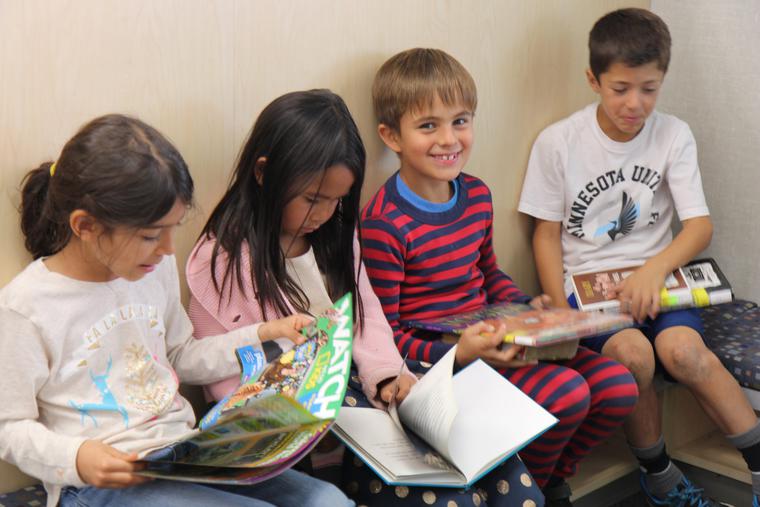 happy students reading