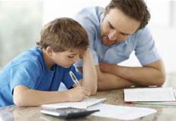 boy and dad with homework